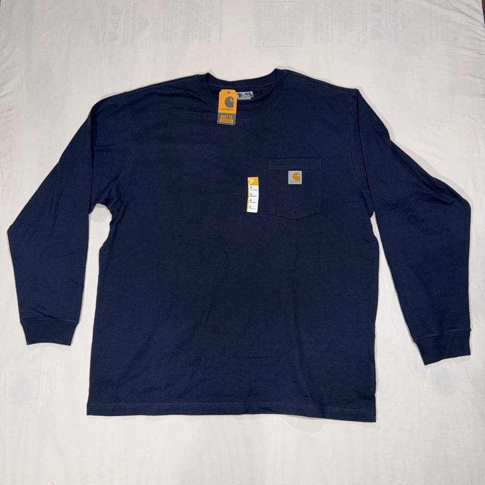 NWT Carhartt Long Sleeve XL Loose Fit Navy Workday Pocket